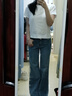 UR2025秋季新款女裝休閑丹寧刺繡花邊喇叭牛仔長(zhǎng)褲UYL850185 藍(lán)色 25 曬單實(shí)拍圖