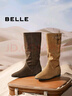百麗（Belle）復古簡(jiǎn)約西部堆堆靴女2025冬季新商場(chǎng)款內增高高筒靴E5Y1DDG5 灰色 38 曬單實(shí)拍圖
