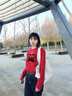 真維斯（JEANSWEST）白色設計感純棉長(cháng)袖T恤女2025春秋季新款小眾薄款內搭打底衫上衣 酒紅 蝴蝶跳跳貓黑 XL 曬單實(shí)拍圖