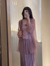 SNYDER WEAR新款開衫女秋季外搭高端氣質(zhì)溫柔風(fēng)開衫上衣百搭寬松針織衫外套女 淺紫色 薄款 S 建議（80-95斤） 曬單實(shí)拍圖