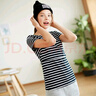米度麗哺乳衣上衣外出夏裝時(shí)尚產(chǎn)后喂奶衣夏季哺乳T(mén)恤打底衫夏裝潮媽 白底黑條 XL碼（建議130-160斤左右） 曬單實(shí)拍圖