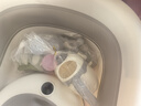 iuu嬰兒洗澡盆 可折疊寶寶浴盆大號(hào) 洗澡神器躺托浴架新生兒童用品 【北歐灰】+調(diào)節(jié)感溫浴架+臉盆*3 材質(zhì)：FAD食品級(jí)材質(zhì)檢測(cè)認(rèn)證 曬單實(shí)拍圖