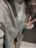 Calvin KleinJeans25秋季新款男士休閑學(xué)院ck字母提花紐扣V領(lǐng)針織開衫4RD389G P7E-英雄灰 S 曬單實拍圖
