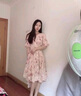 amber heey連衣裙女裝新款2025夏季法式修身氣質(zhì)女神范夏天短袖裙子衣服 257杏色 L 建議100-110斤 曬單實拍圖