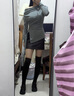 UR2025秋季新款女裝格雷系氣質(zhì)蕩領(lǐng)綁帶長(cháng)袖T恤UWG450202 中灰花灰 S 曬單實(shí)拍圖