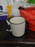 馬克杯陶瓷杯豎紋杯子早餐杯水杯辦公室牛奶大容量杯子咖啡 黑白色 1個 400ml 曬單實拍圖