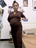 雅特茂[帶胸墊]雅特茂孕婦秋衣褲睡衣孕期哺乳暖月子服冬 熱可可【95棉磨毛 固定胸墊】1353 L（125-145斤） 曬單實(shí)拍圖