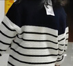 巴拉巴拉童裝兒童毛衣小香風(fēng)針織衫女童秋裝條紋開衫外套時髦洋氣 白藍(lán)色調(diào)00418 120 曬單實(shí)拍圖