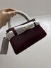 CHARLES&KEITH鱷魚紋凱莉包手提斜挎婚包包女包生日禮物CK2-50270880-1 Burgundy葡萄酒紅色 S 曬單實(shí)拍圖