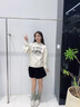 森馬（Semir）地理系列衛衣女冬季圖案插肩袖加絨連帽上衣101724116010 曬單實(shí)拍圖