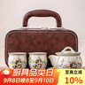 瓷牌茗茶具竹語(yǔ)手抓壺蓋碗大號不燙手便捷旅行茶具高端陶瓷一壺二杯 竹語(yǔ)手抓壺一壺二杯收納包-淺黃小貓 曬單實(shí)拍圖