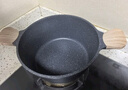 京東京造 湯鍋 白麥飯石色不粘湯鍋家用煮燉鍋 燃氣電磁爐通用 帶蒸格24cm 曬單實(shí)拍圖