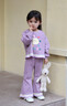 G.DUCKKIDS小黃鴨童裝女童春裝洋氣套裝兒童衛衣可愛(ài)兩件套寶寶春秋季衣服 紫色套裝 90 (建議80-90cm 1-2周歲） 曬單實(shí)拍圖