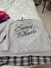 森馬（Semir）衛衣女秋斜肩刺繡拼接格紋假兩件寬松蝴蝶結2025上衣10A525116001 曬單實(shí)拍圖
