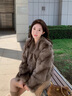 勤馳皮草貂皮 女正品2024新款品牌高端海寧V領(lǐng)狐貍毛外套短款年輕毛毛 可可色 L115斤-135斤 曬單實(shí)拍圖