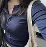 曇蓓漫長(cháng)袖打底衫修身上衣秋季辣妹裝T恤女內搭氣質(zhì)純欲風(fēng)韓系緊身衣服 長(cháng)袖打底衫【藏青色】修身顯身材 M 【建議90-100斤】 曬單實(shí)拍圖