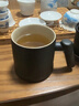 皓梵潔杯子陶瓷杯馬克杯辦公室茶具單人黑辦公泡茶帶蓋茶水分離茶杯男生 山語木柄茶杯【雅致黑/400ml】 曬單實拍圖