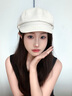 JIOESC八角貝雷帽子女2025新薄款秋冬季大頭圍白色百搭顯臉小報童畫(huà)家帽 米色  （54-58cm）一般都能戴 曬單實(shí)拍圖