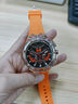 SVJ國朝風(fēng)男士手表立體鏤空雕刻感夜光表防水石英男表新潮個(gè)性禮物 透明殼橙釘橙膠帶 曬單實(shí)拍圖