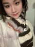 BIBK日本條紋圍巾女秋冬撞色加厚保暖百搭軟糯毛線針織護(hù)頸圍脖學(xué)生 米咖色 曬單實(shí)拍圖