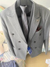 BUSYCONG輕奢品牌西服套裝男士英倫修身條紋雙排扣商務(wù)正裝小西裝男新郎 9962#淺咖（西裝+馬甲+西褲） 2XL 185 曬單實(shí)拍圖
