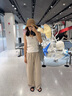 旅途原品ltyp 松弛感通勤天絲亞麻一片式空氣褲 極簡(jiǎn)松緊腰抽繩度假褲女 燕麥色 L 曬單實(shí)拍圖
