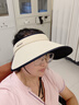 目丸UPF50+大帽檐夏季騎車防紫外線空頂防曬帽女uv太陽帽子遮陽帽遮臉 1#米色黑邊 【可折疊】 曬單實(shí)拍圖