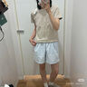 UR2025春季新款女裝撞色條紋拼接蕾絲抽繩短褲UYL650019 曬單實(shí)拍圖