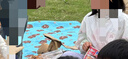 牧高笛（MOBIGARDEN）LINE FRIENDS聯(lián)名 戶(hù)外露營(yíng)便攜野餐墊 NX21663001 布朗熊藍印花 曬單實(shí)拍圖