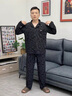雅鹿男士睡衣男純棉睡衣春秋冬季長(cháng)袖褲可外穿開(kāi)衫男生休閑家居服套裝 【100%全棉  防寒保暖 】墨黑色 2XL 【建議體重155-175斤】 曬單實(shí)拍圖