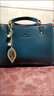 生日禮物送老婆包包女包牛皮紋手提包女士單肩包大容量媽媽斜挎包 藍色款一 曬單實(shí)拍圖