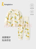 童泰（TONGTAI）嬰兒套裝春秋季純棉寶寶衣服兒童家居服內衣上衣高腰褲黃色100cm 曬單實(shí)拍圖