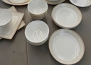 巖家 釉下彩碗碟套裝家用高顏值碗盤餐具整套陶瓷餐具套裝喬遷新居碗 金格思配湯碗 32頭 曬單實(shí)拍圖