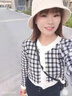 CS.LION韓系洋氣短款高腰顯瘦小開衫毛衣女早秋季內(nèi)搭時(shí)尚格子針織衫外套 黑色 L 110-120斤 曬單實(shí)拍圖