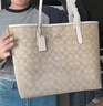 蔻馳（COACH）City33托特子母大容量單肩手提女包輕奢經(jīng)典包放筆記本電腦書本 卡其/白CV976IMXDM 曬單實(shí)拍圖