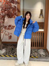 波司登（BOSIDENG）25新款羽絨服女短明星同款90絨泡芙脫卸帽冬厚保暖外套B250243102 【明星同款色】布魯斯藍5A34 S 160/84A 體重約110-125斤 曬單實(shí)拍圖
