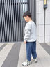 小豬班納兒童秋裝套裝2025新款時髦衛(wèi)衣男童休閑衛(wèi)褲青少年校園運動兩件套 藏藍/白紙片-灰/白小豬K 150 曬單實拍圖