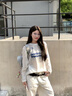 衣品元長袖t恤女潮流衣服女裝夏季新款2025女款t恤衫上衣半袖正肩罩衫 白色 均碼 （80-135斤） 曬單實拍圖