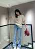 班尼路牛仔褲女微喇叭褲子女裝新款高腰緊身顯瘦彈力潮流辣妹百搭長(zhǎng)褲女 淺藍(lán)#純色 【挺闊舒適】 M 曬單實(shí)拍圖