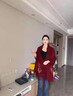 恒源祥羊毛圍巾女中國風(fēng)紅披肩女士婚紗幸福婆婆旗袍婚宴母親風(fēng)秋冬外袍 芳草金酒紅 曬單實(shí)拍圖