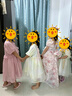 眺德高 公主裙女童 夏季公主裙禮服碎花蝴蝶結(jié)拖尾連衣裙生日宴會(huì)裙 碎花蝴蝶結(jié)公主裙-粉色-130cm 曬單實(shí)拍圖