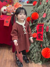 班喜迪女童連衣裙秋裝2025新款女寶寶公主裙周歲禮服兒童毛衣裙子春秋季 紅色 100 曬單實(shí)拍圖