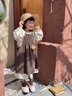 G.DUCKKIDS小黃鴨女童連衣裙秋裝中小童長(cháng)袖碎花裙套裝兒童裙子女寶寶公主裙 咖色 120 建議5~6歲【110-120cm】cm 曬單實(shí)拍圖