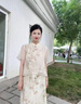 薩拉維夫（SLLAVIF）品牌國風(fēng)套裝女2025新款夏季改良新中式碎花上衣半身裙子兩件套裝 杏底橘花  雪紡衫 S 曬單實(shí)拍圖
