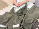 babylove嬰幼兒秋冬外套夾棉保暖寶寶燈芯絨連帽上衣小童外出防寒服 茶綠 90 曬單實(shí)拍圖