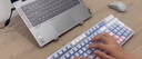 雷柏（Rapoo）V700DIY-98無線機械鍵盤有線藍牙三模gasket客制化7層填充消音全鍵熱插拔電競游戲辦公鍵盤 藍灰粉 曬單實拍圖