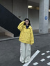 KAMA卡瑪寬松微彎刀休閑褲2025新款秋季女裝量感口袋松緊腰長褲 米白 M 曬單實拍圖
