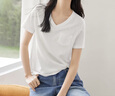 對白亞麻混紡V領(lǐng)正肩短袖T恤女2026夏季新款純色百搭打底內搭上衣 氣質(zhì)白 M 曬單實(shí)拍圖