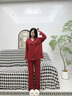 貓人睡衣情侶裝一男一女夫妻兩件套紅色純棉長袖結(jié)婚本命年春秋家居服 地久天長 【100％純棉】 L 女 【推薦100-120斤】 曬單實拍圖