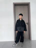 卡兔藍(lán)貓童裝男童春裝牛仔套裝2025新款大兒童寬松潮牌男孩春秋帥氣兩件套 黑色 140 曬單實拍圖